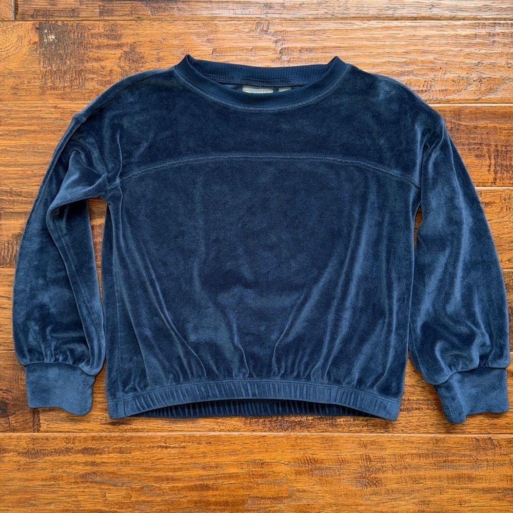 Zella Kids velvet athletic sweater, 5/6, blue